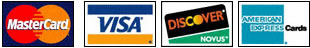 credit card logos - Mastercard, Visa, Discover, American Express